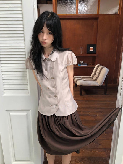Dorydory Doll Collar Single Row Buttons Women&