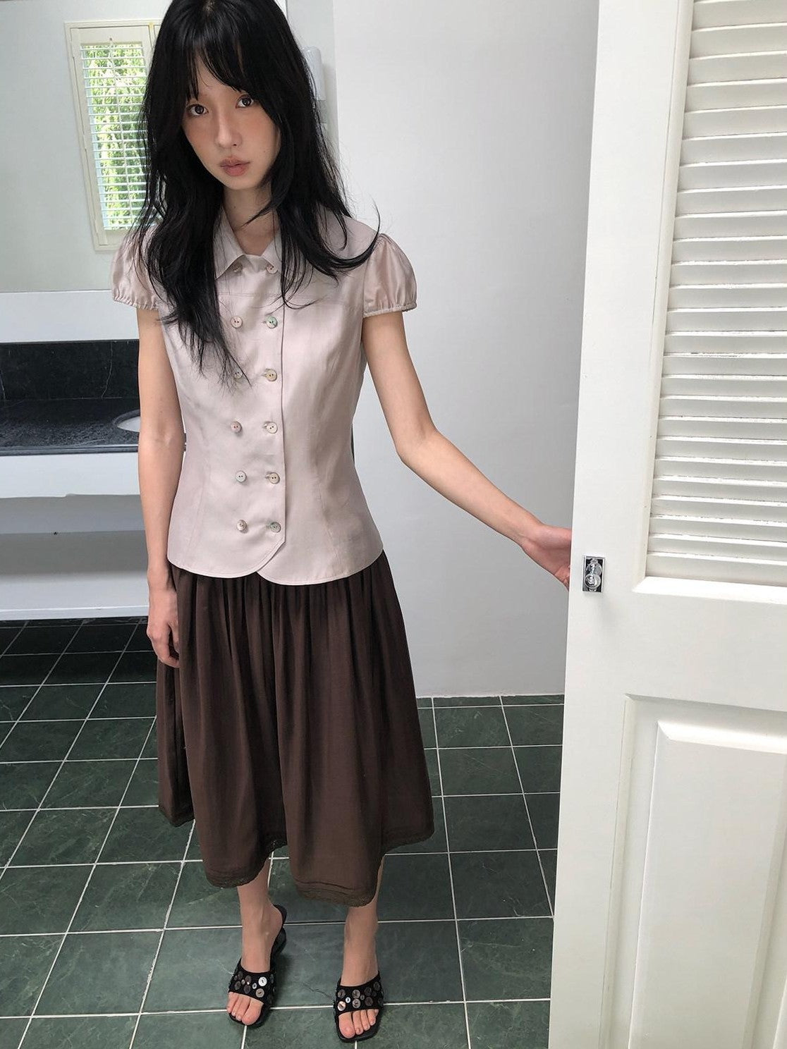 Dorydory Doll Collar Single Row Buttons Women&