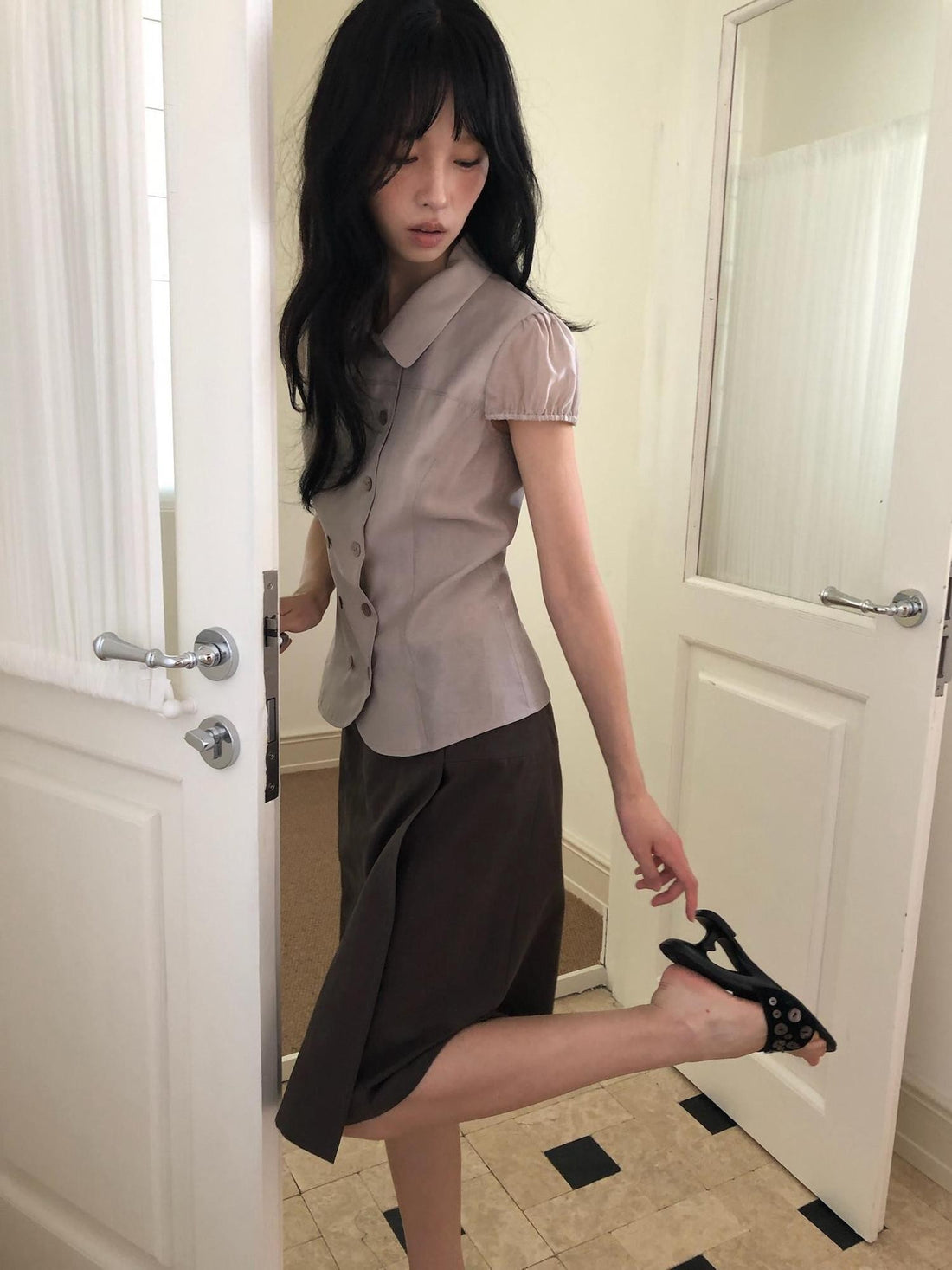Dorydory Doll Collar Single Row Buttons Women&