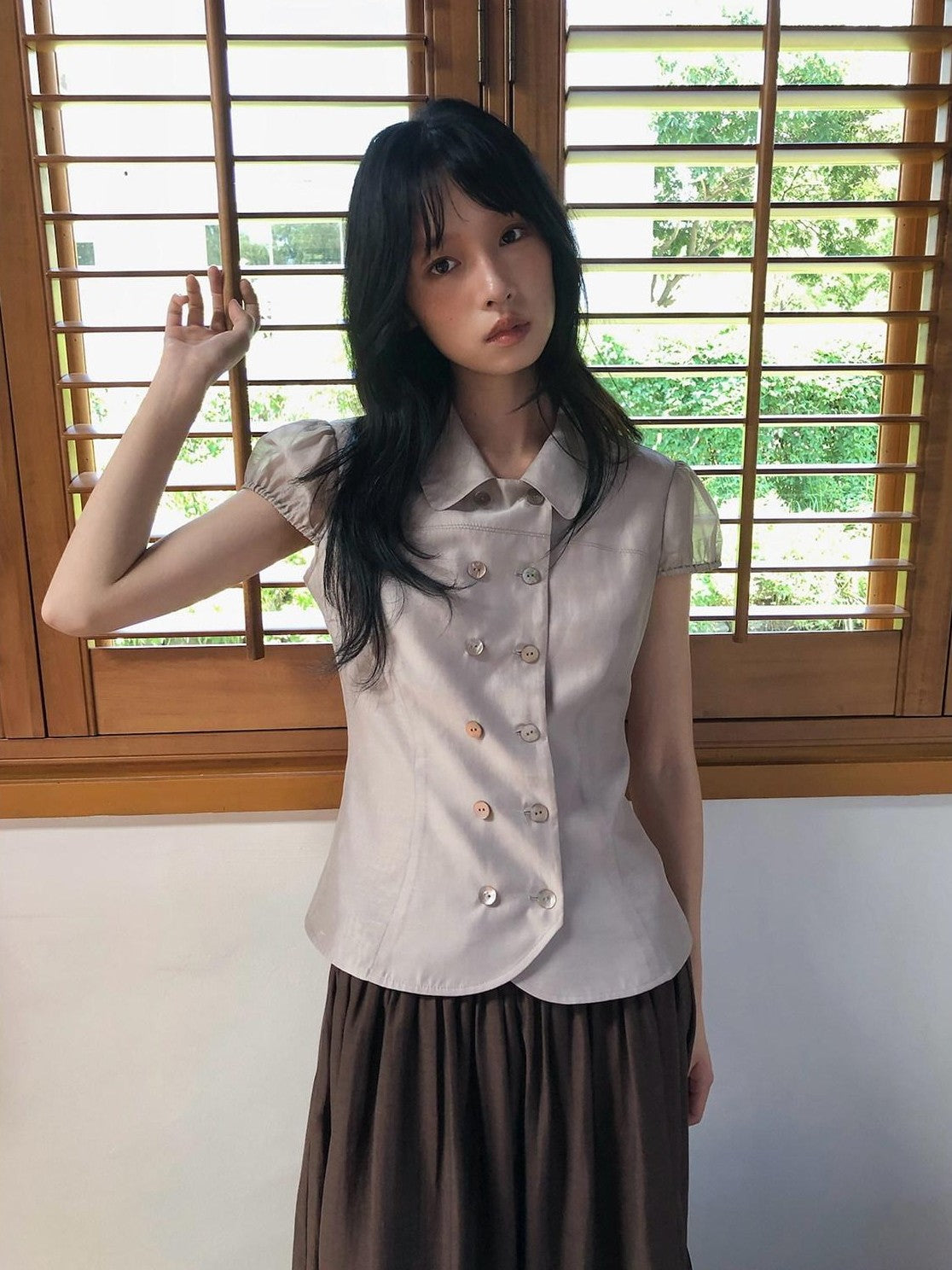 Dorydory Doll Collar Single Row Buttons Women&