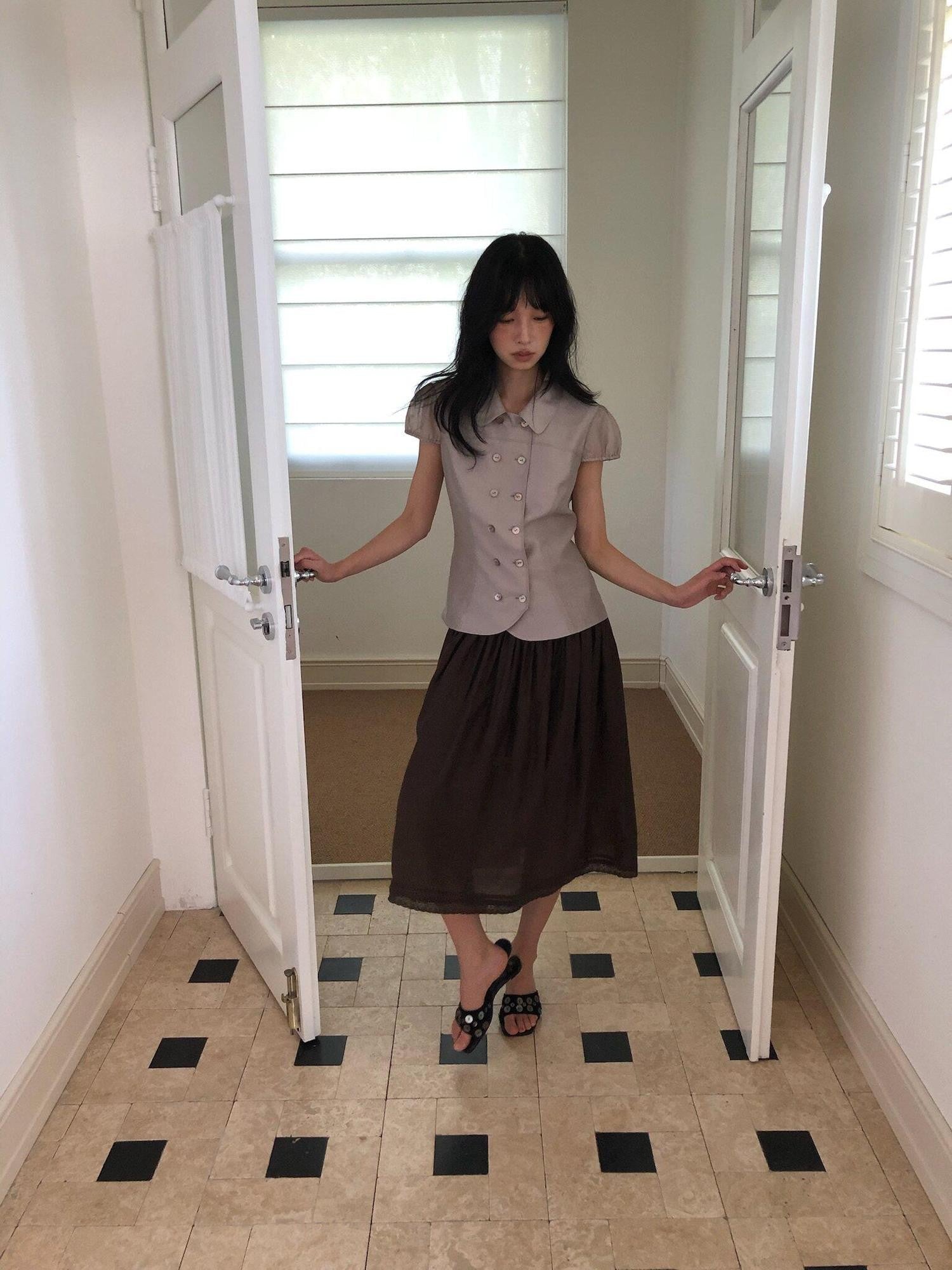 Dorydory Doll Collar Single Row Buttons Women&