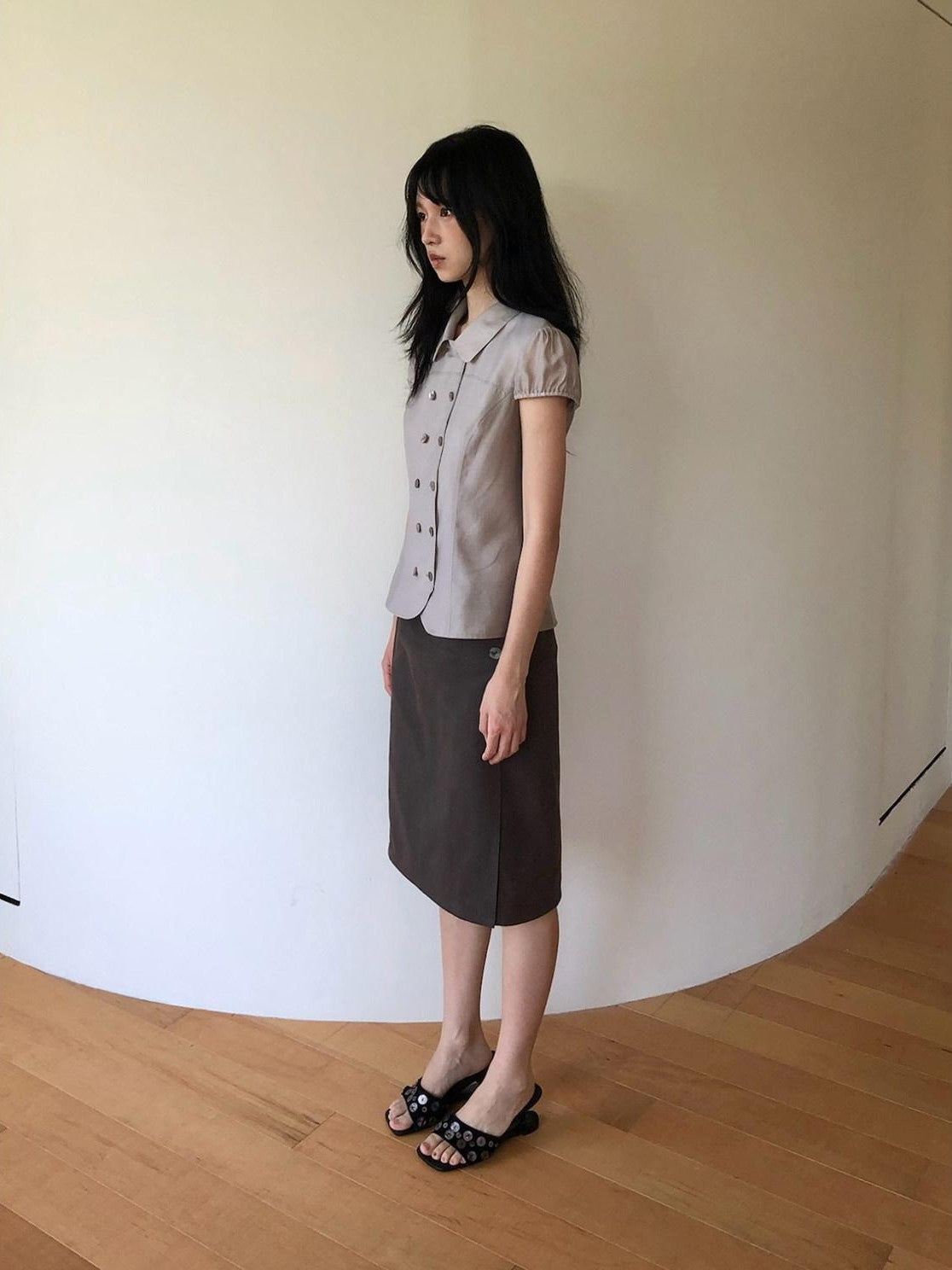 Dorydory Doll Collar Single Row Buttons Women&