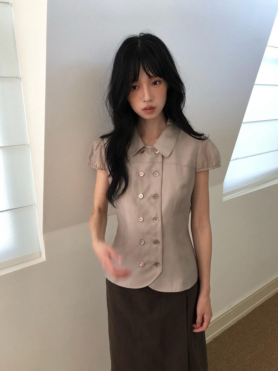 Dorydory Doll Collar Single Row Buttons Women&