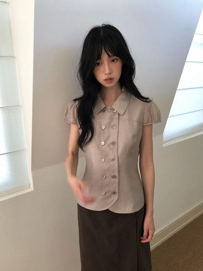 Dorydory Doll Collar Single Row Buttons Women&