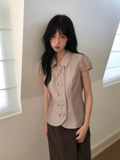 Dorydory Doll Collar Single Row Buttons Women&