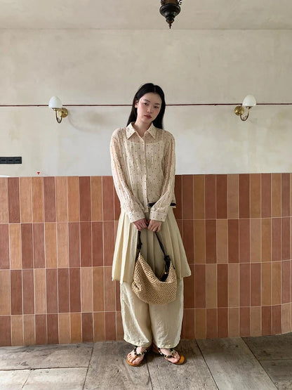 Dory Dot Jacquard Shirt With Gold Embroidery