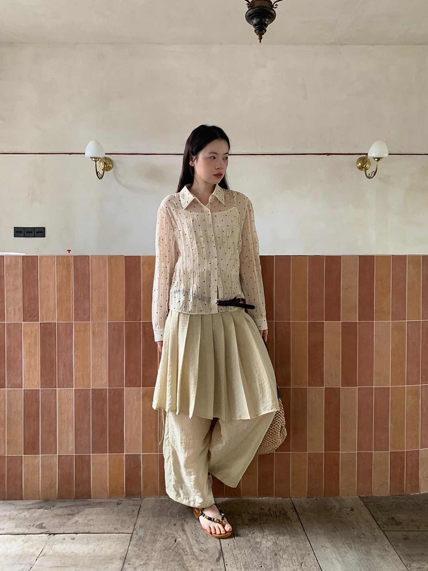 Dorydory Dory Dot Jacquard Shirt With Gold Embroidery