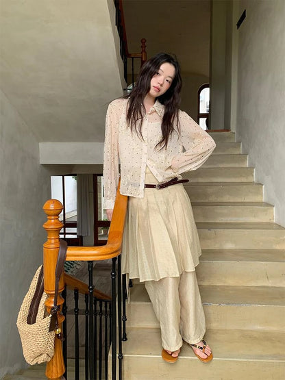 Dory Dot Jacquard Shirt With Gold Embroidery