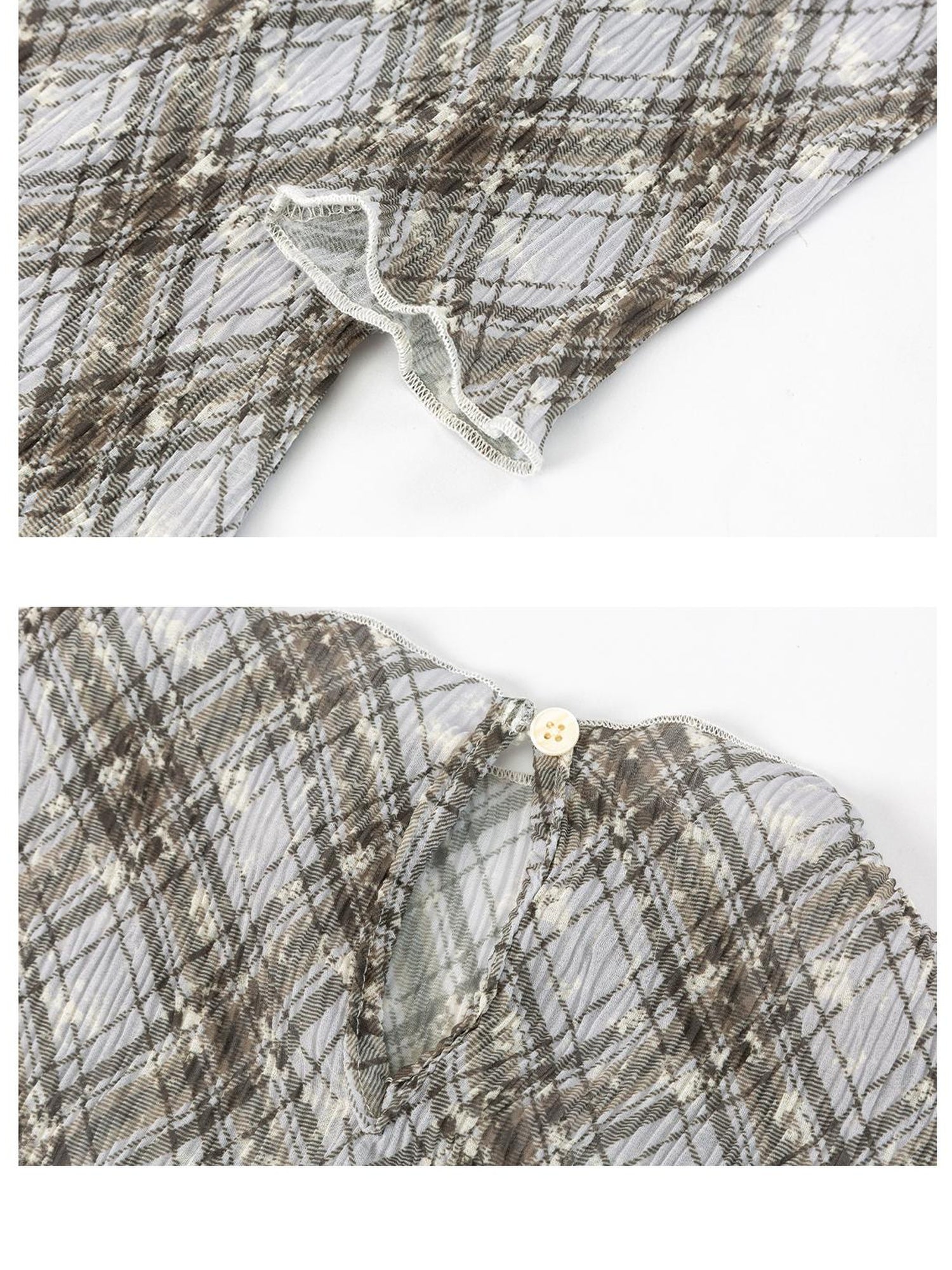 Dorydory Dorydory Diamond Mesh Ruffle Hem Long Sleeve Tee