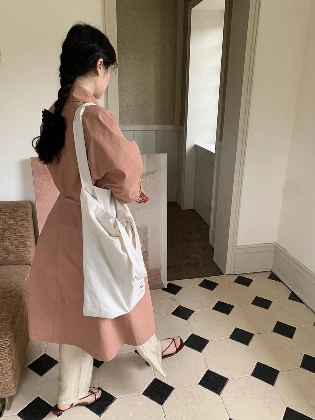 Double Breasted Coral Pink Trench Coat