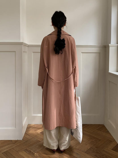 Dorydory Double Breasted Coral Pink Trench Coat