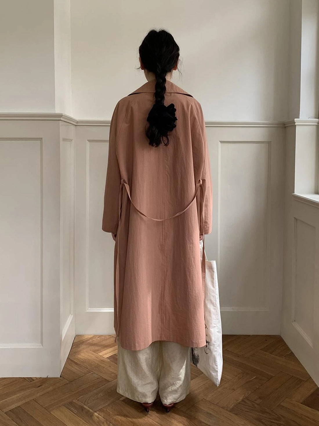 Double Breasted Coral Pink Trench Coat