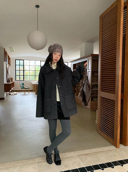 Double Breasted Wool Blend Coat 2024