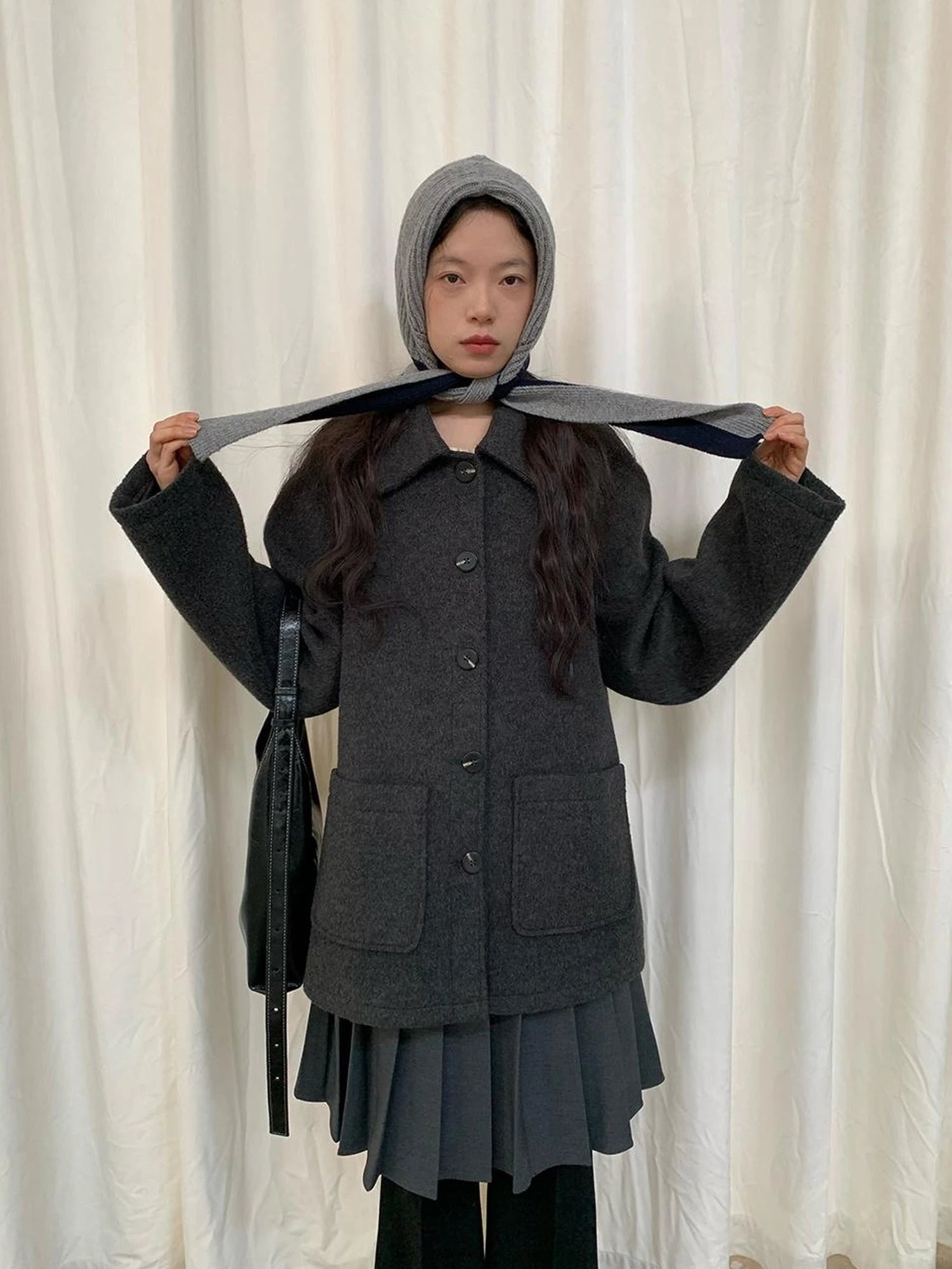 Double Breasted Wool Blend Coat 2024