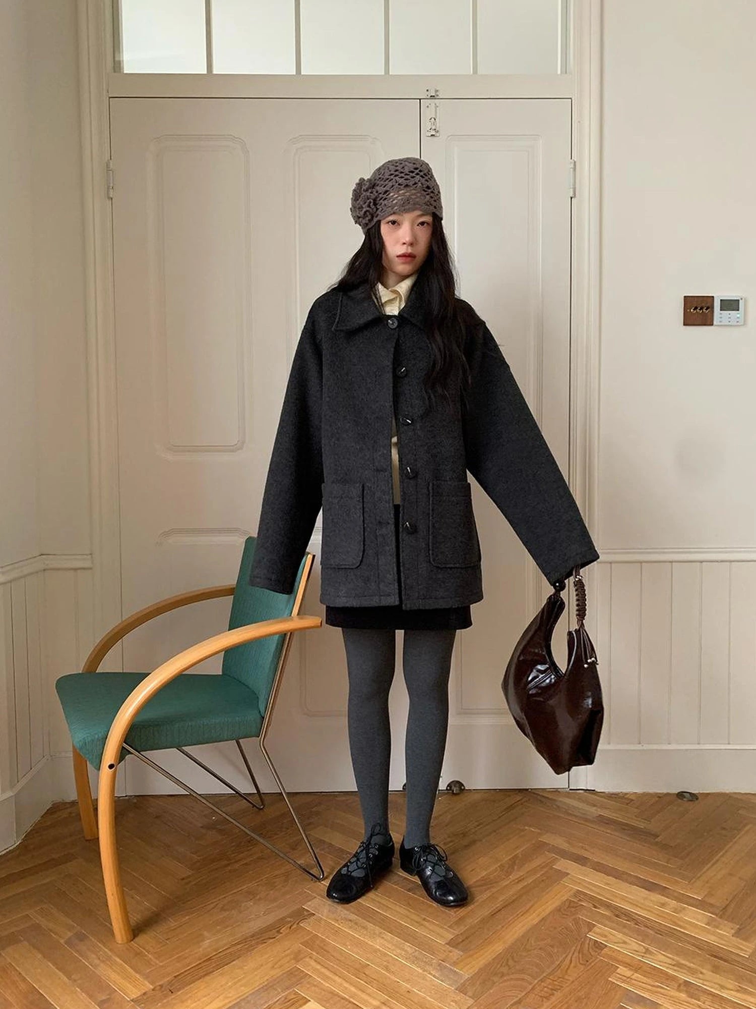 Double Breasted Wool Blend Coat 2024