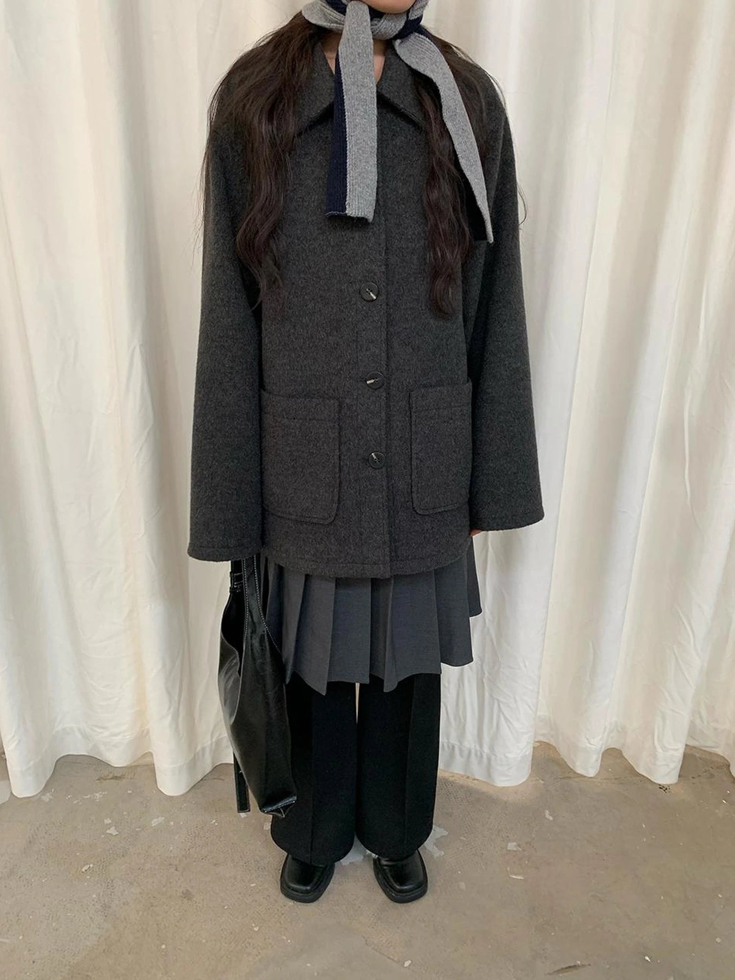 Double Breasted Wool Blend Coat 2024