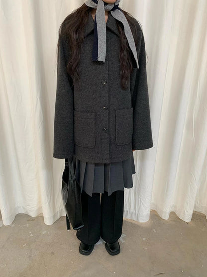 Double Breasted Wool Blend Coat 2024