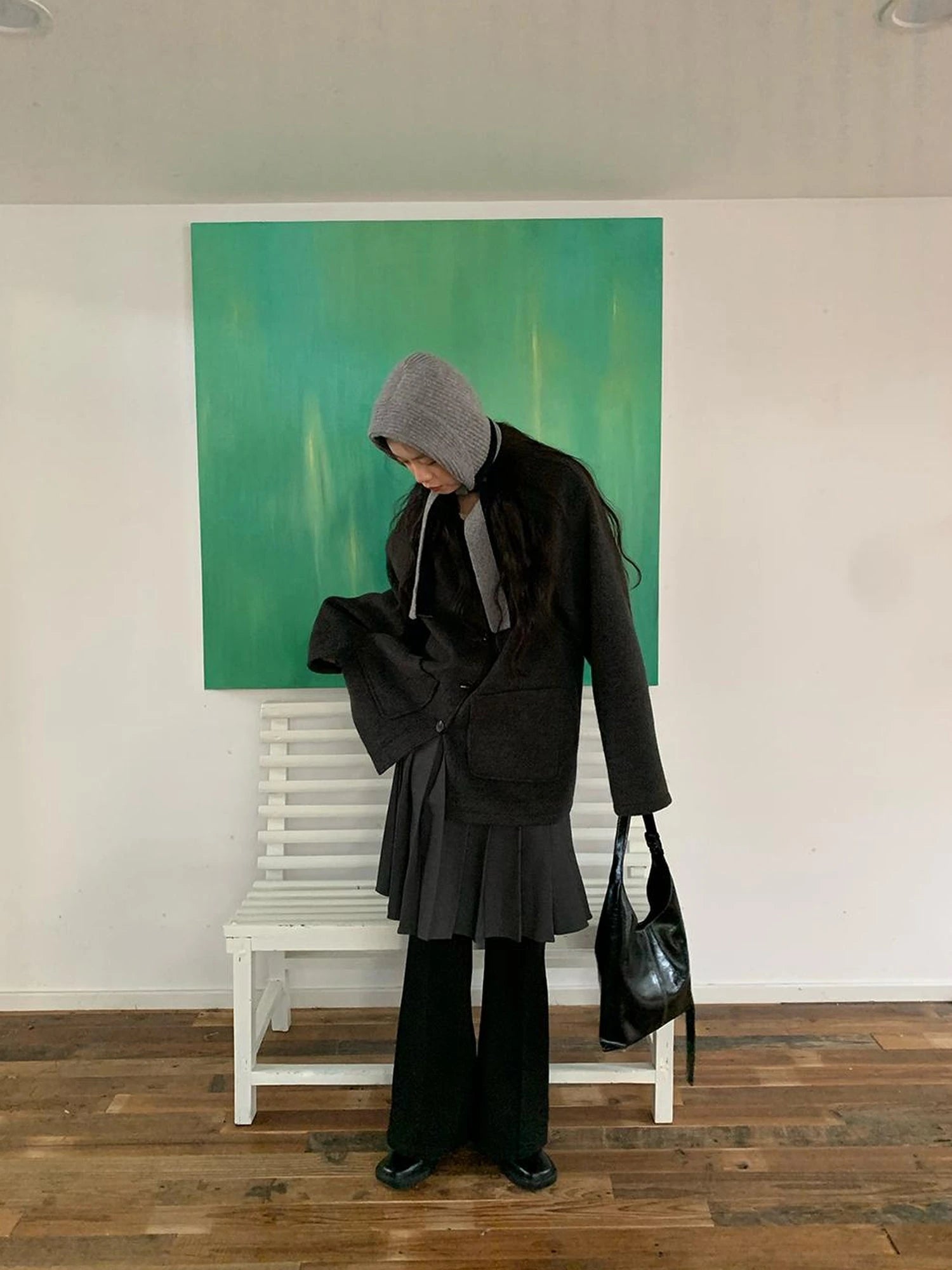 Double Breasted Wool Blend Coat 2024