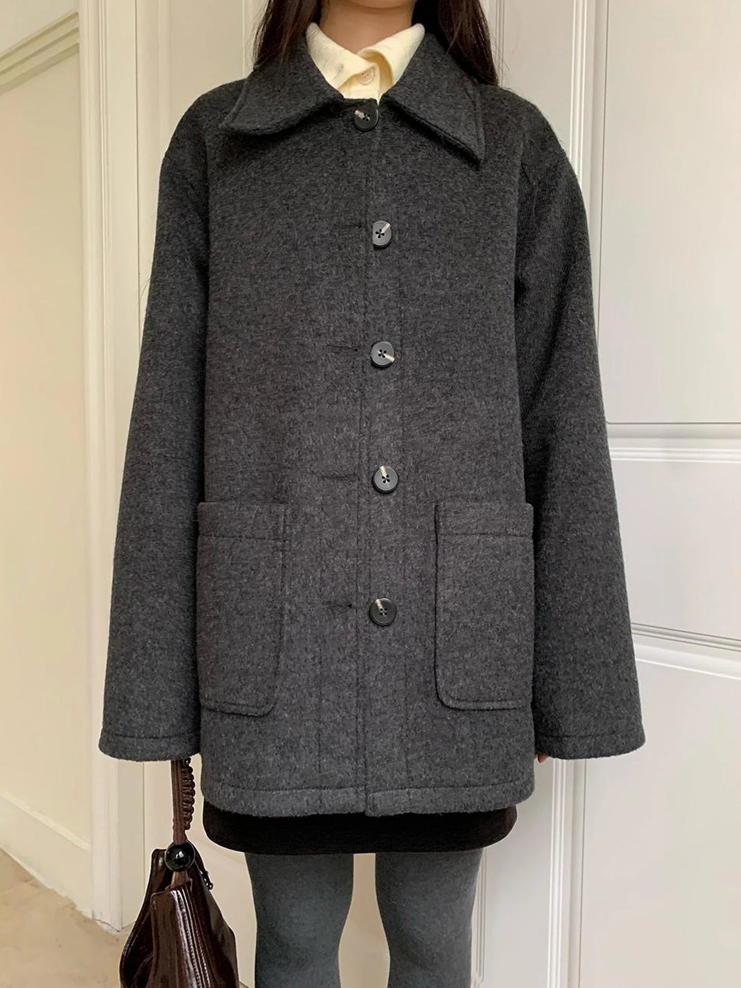 Double Breasted Wool Blend Coat 2024
