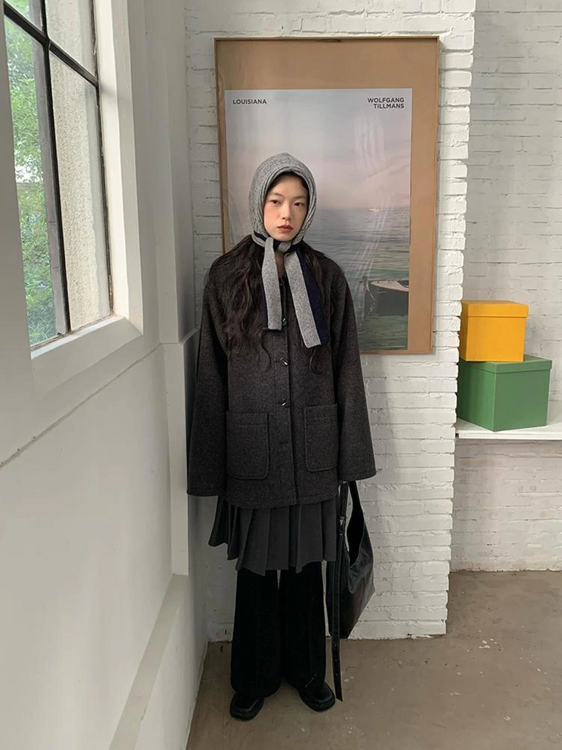 Double Breasted Wool Blend Coat 2024