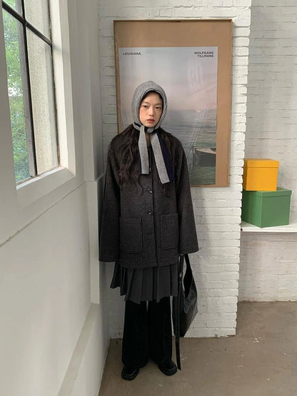 Double Breasted Wool Blend Coat 2024