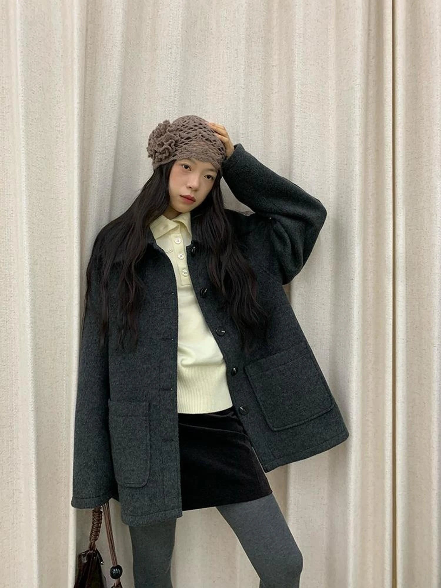 Double Breasted Wool Blend Coat 2024