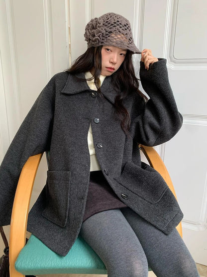 Double Breasted Wool Blend Coat 2024