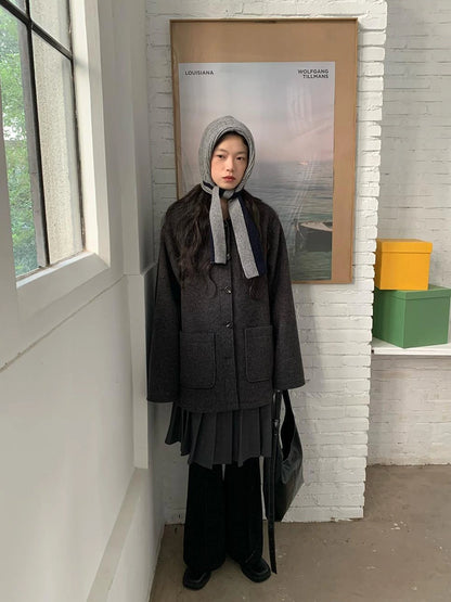 Double Breasted Wool Blend Coat 2024