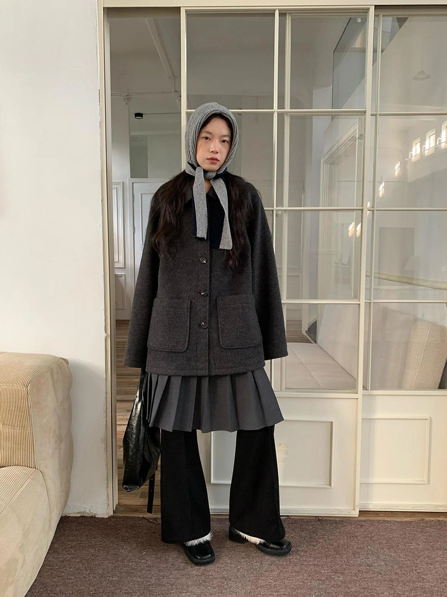 Double Breasted Wool Blend Coat 2024