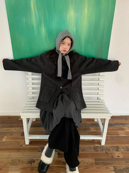 Double Breasted Wool Blend Coat 2024