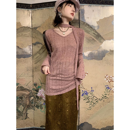 Dorydory_Dusty_Pink_Hollowout_Knit_New_Chinese_Women&