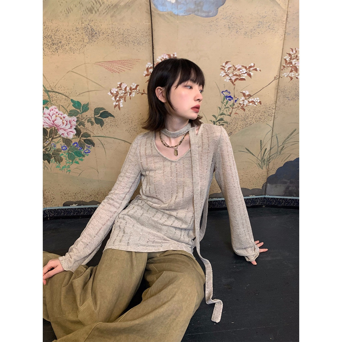 Dorydory_Dusty_Pink_Hollowout_Knit_New_Chinese_Women&