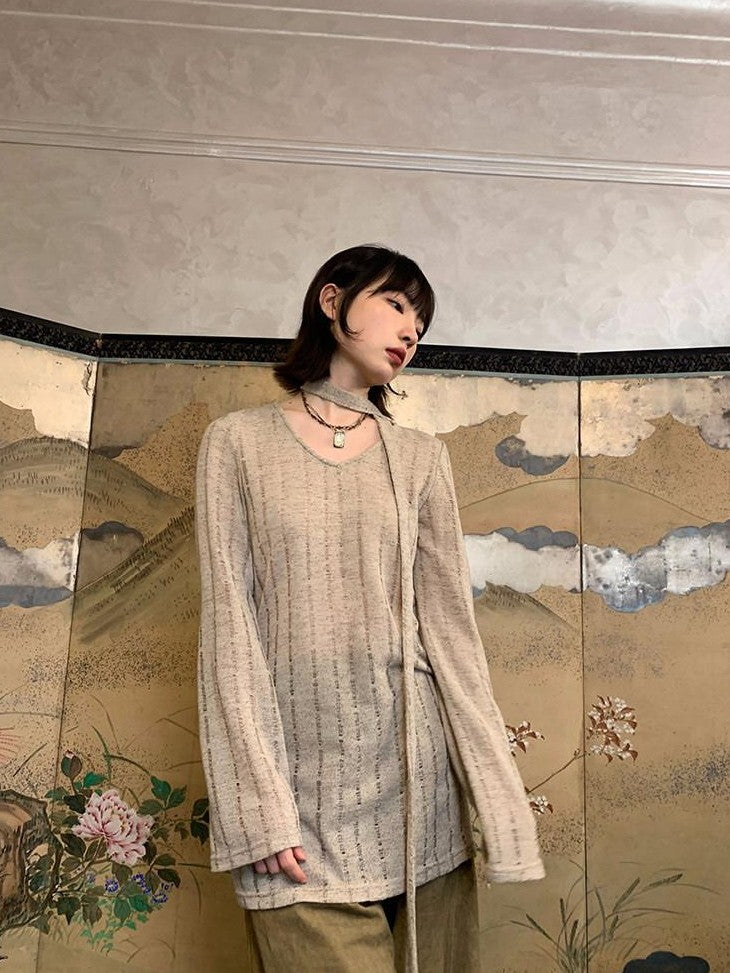 Dorydory Dusty Pink Hollowout Knit New Chinese Women&