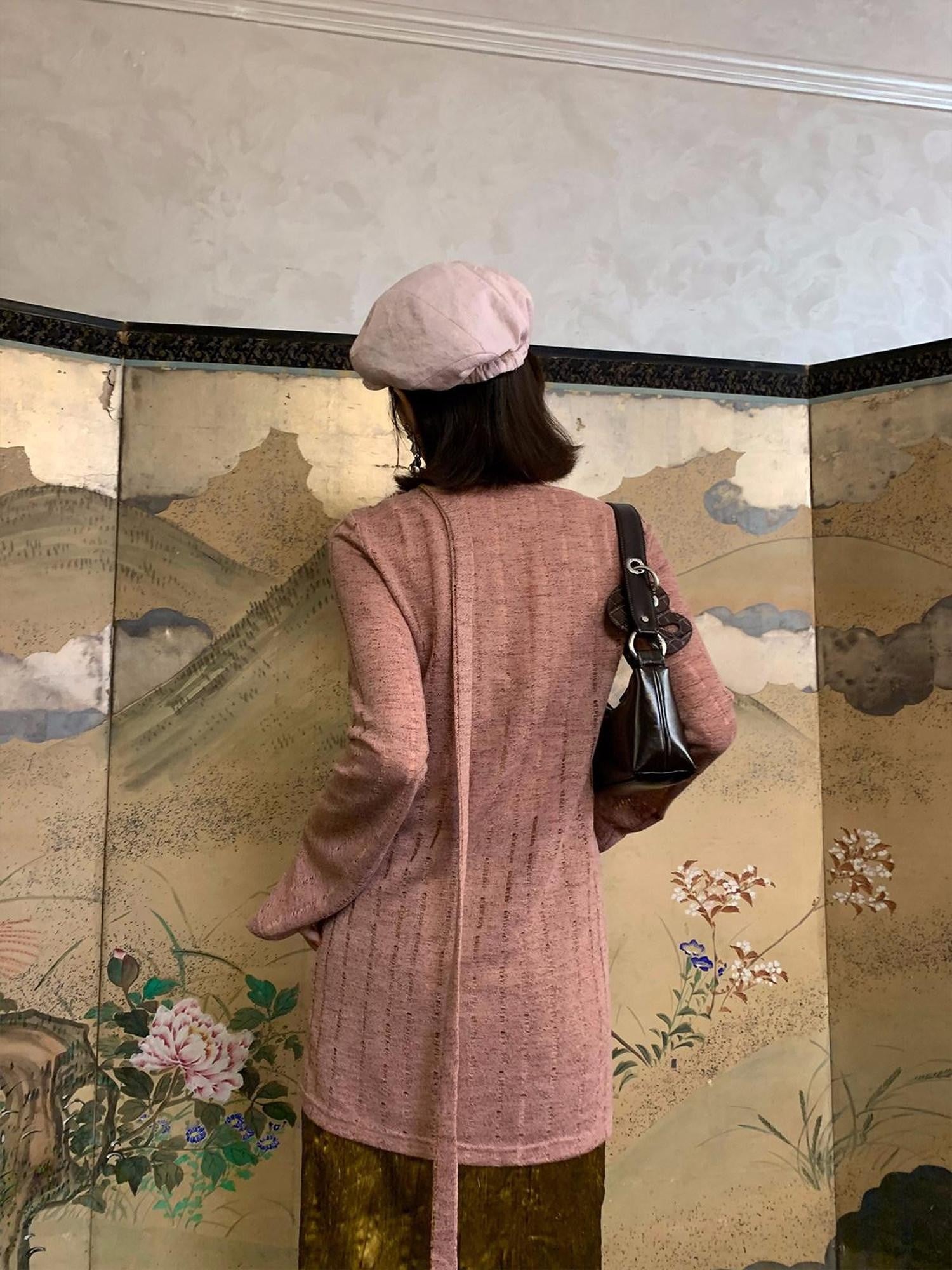 Dorydory Dusty Pink Hollowout Knit New Chinese Women&
