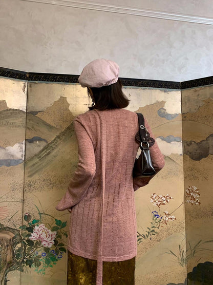 Dorydory Dusty Pink Hollowout Knit New Chinese Women&