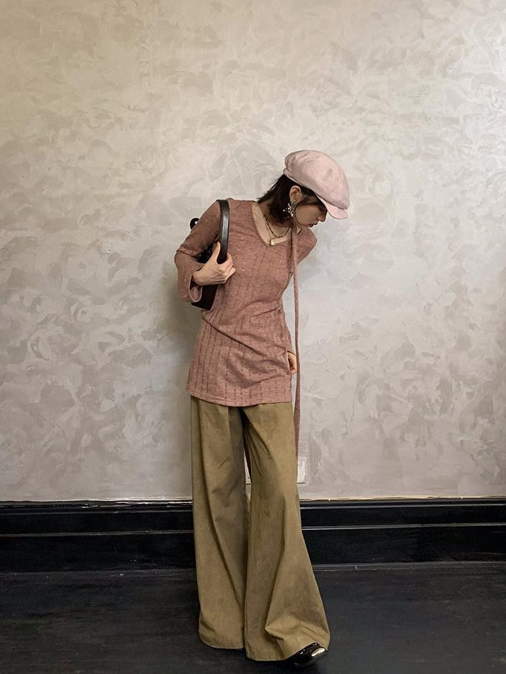 Dorydory Dusty Pink Hollowout Knit New Chinese Women&