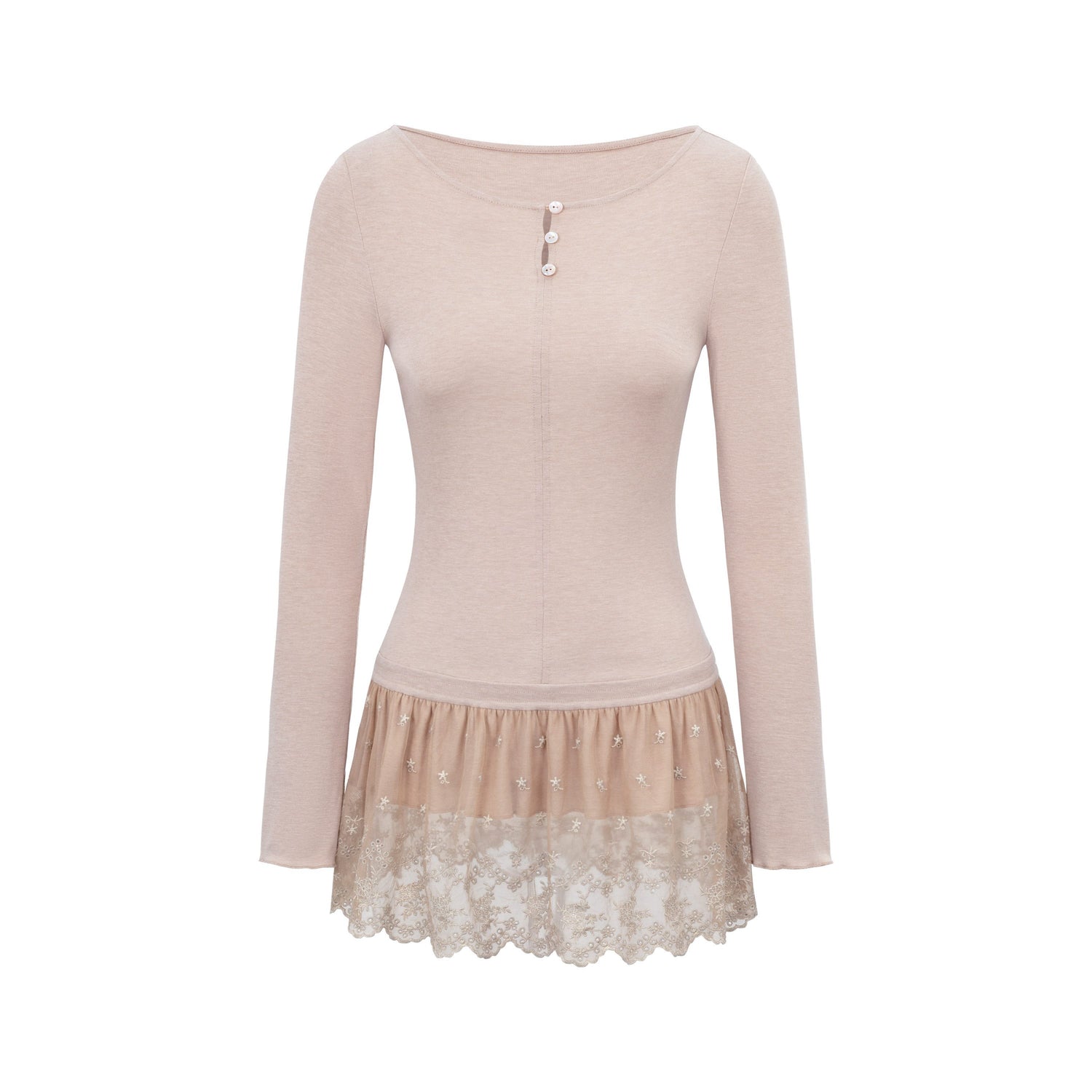 Dorydory_Dusty_Pink_Rabbit_Hair_Lace_Spliced_Slim_Women&