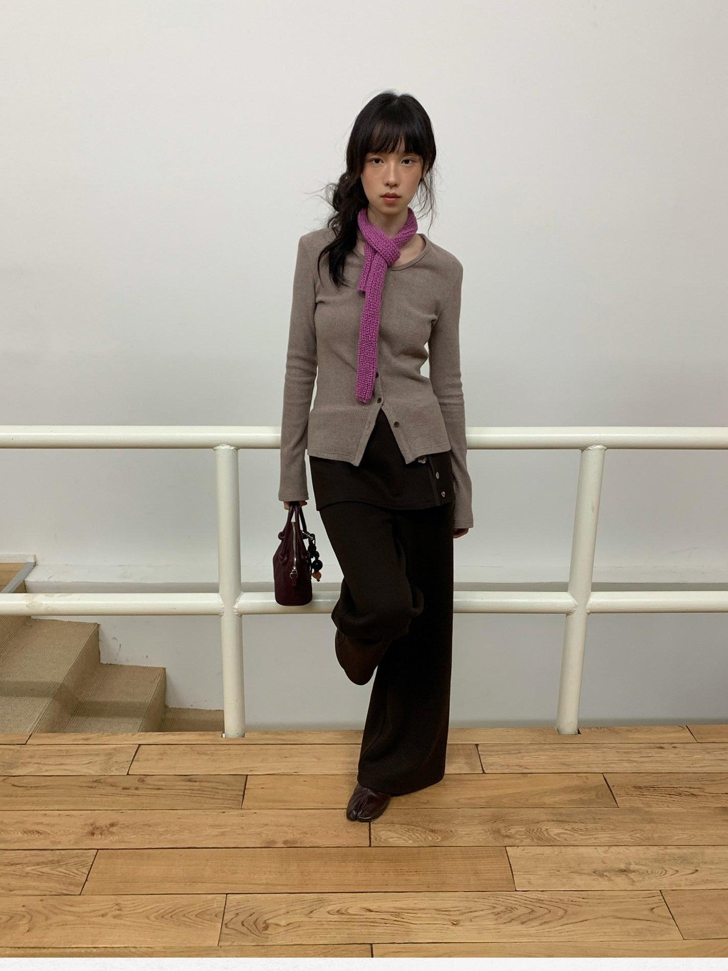 Dorydory Dusty Rose Gray Vintage Detachable Fur Collar Slim Fit Women&