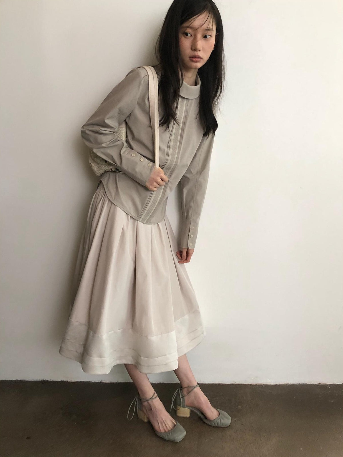 Dorydory Elegant Stand Collar Long Sleeve Lyocell Women&