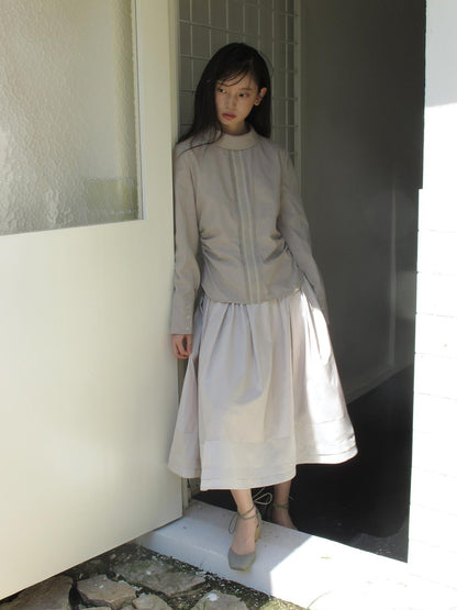 Dorydory Elegant Stand Collar Long Sleeve Lyocell Women&