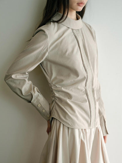 Dorydory Elegant Stand Collar Long Sleeve Lyocell Women&