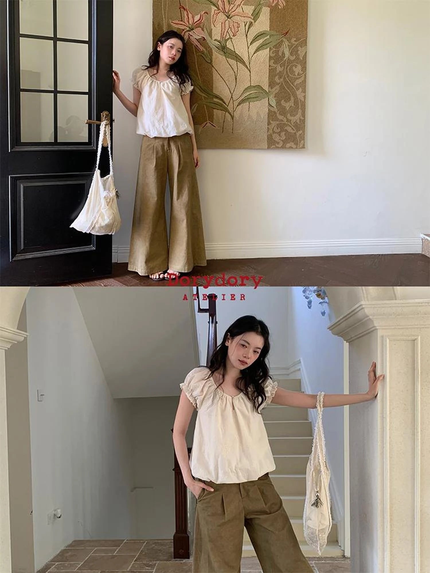 Embroidered Berry Floral Blouse With Puffed Sleeves