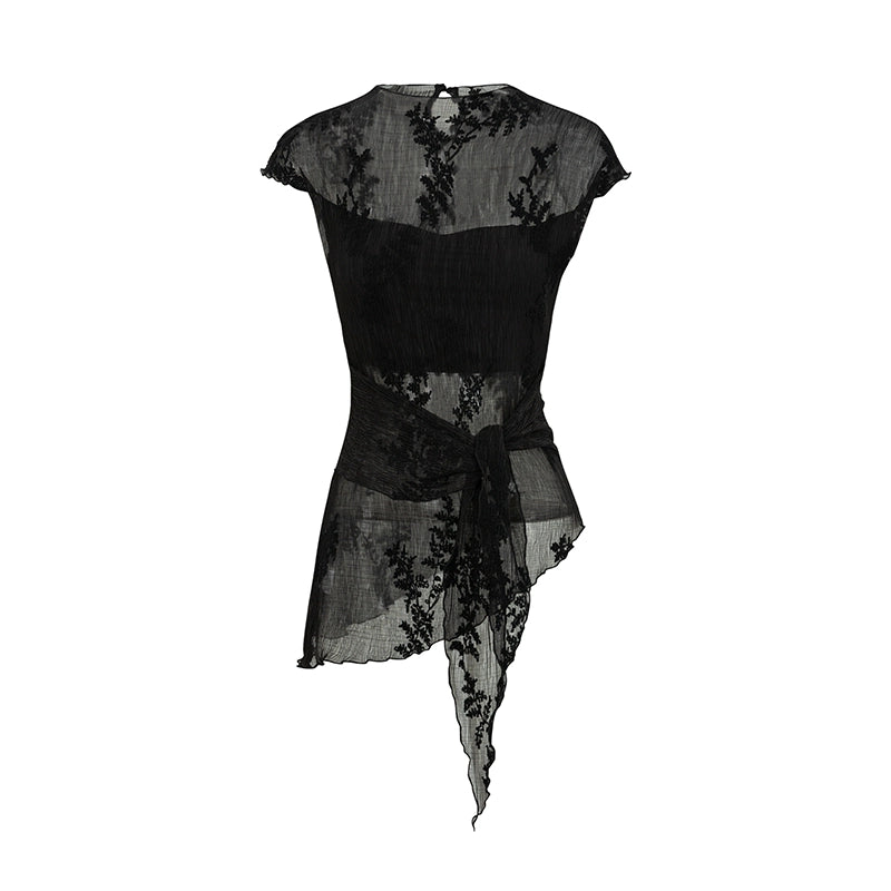 Dorydory_Embroidered_Pleated_Vest_Asymmetric_Hem_Sleeveless_Top_MISSTT