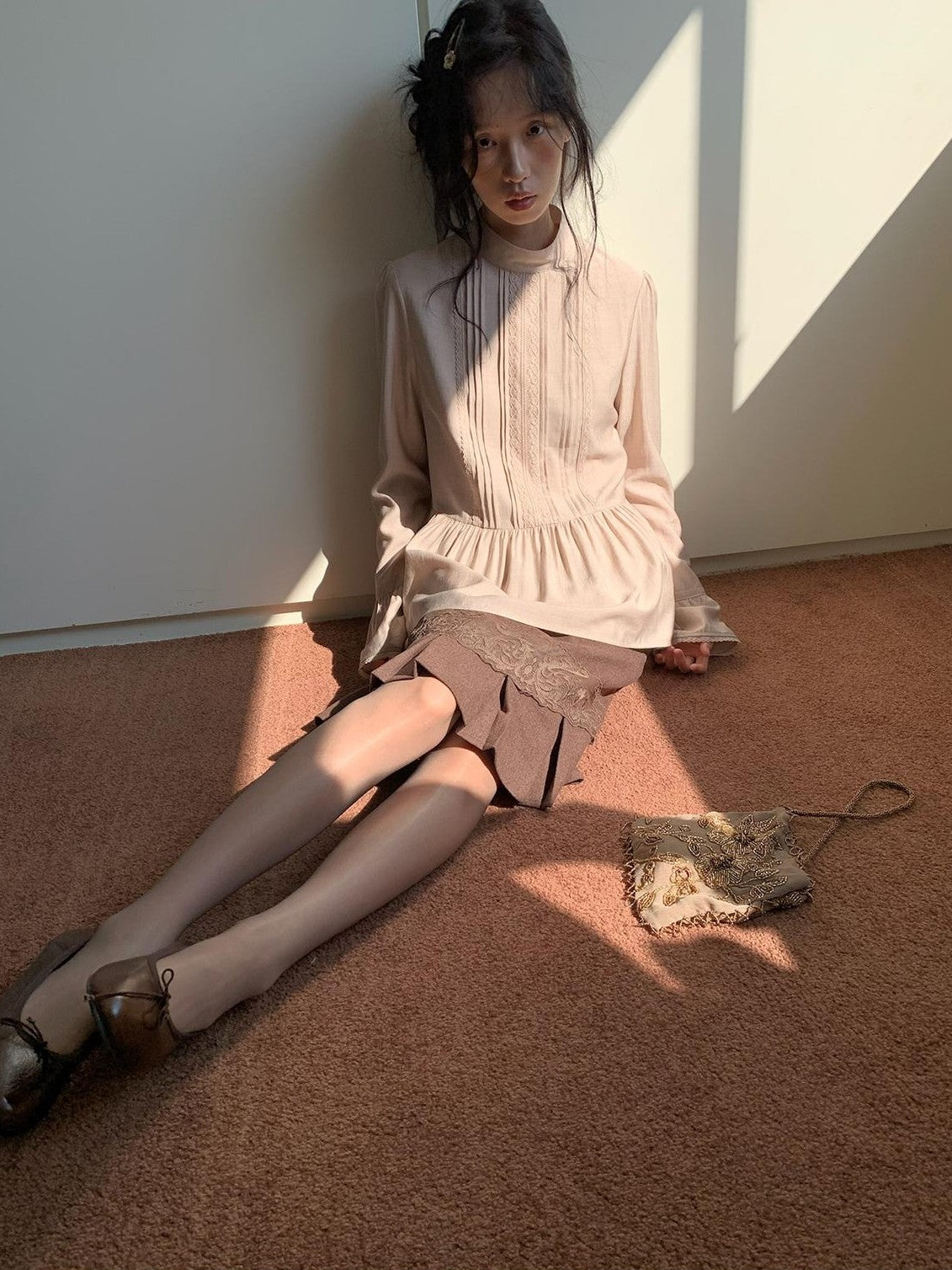 Dorydory Embroidered Ruffle Trim Lace Detail Women&