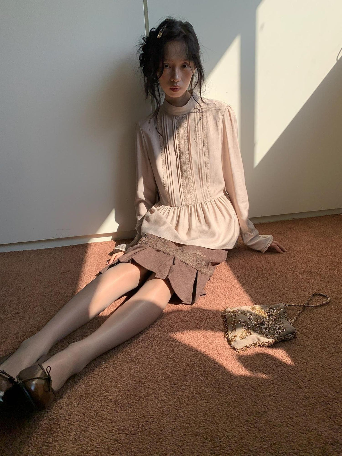 Dorydory Embroidered Ruffle Trim Lace Detail Women&