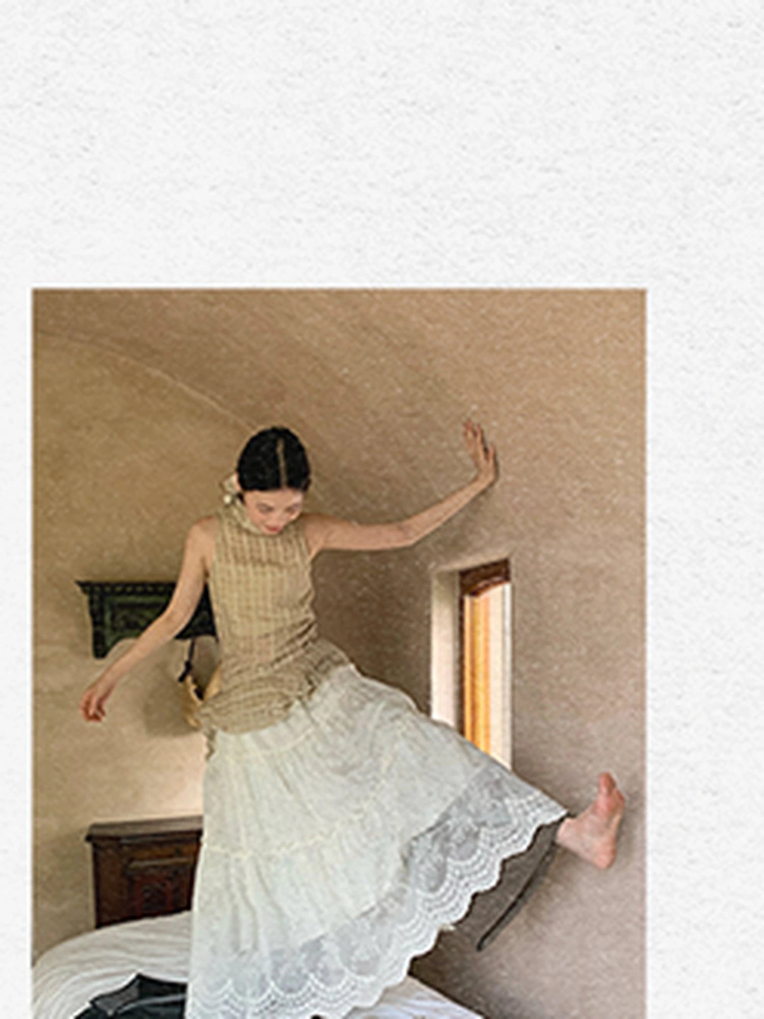 Embroidered Wave Hem White Skirt Elegant Floral Lace A Line Midi