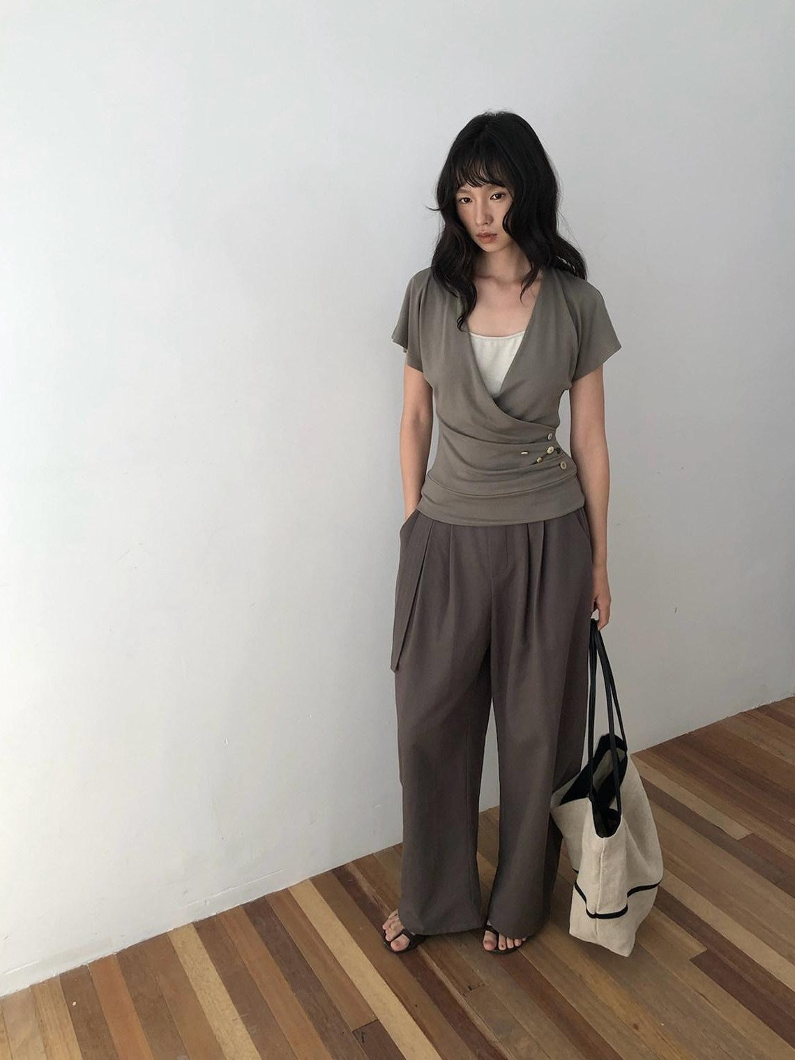 Dorydory Faux Layered Raw Edge Flutter Sleeve Women&
