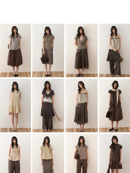 Dorydory Faux Layered Raw Edge Flutter Sleeve Women&
