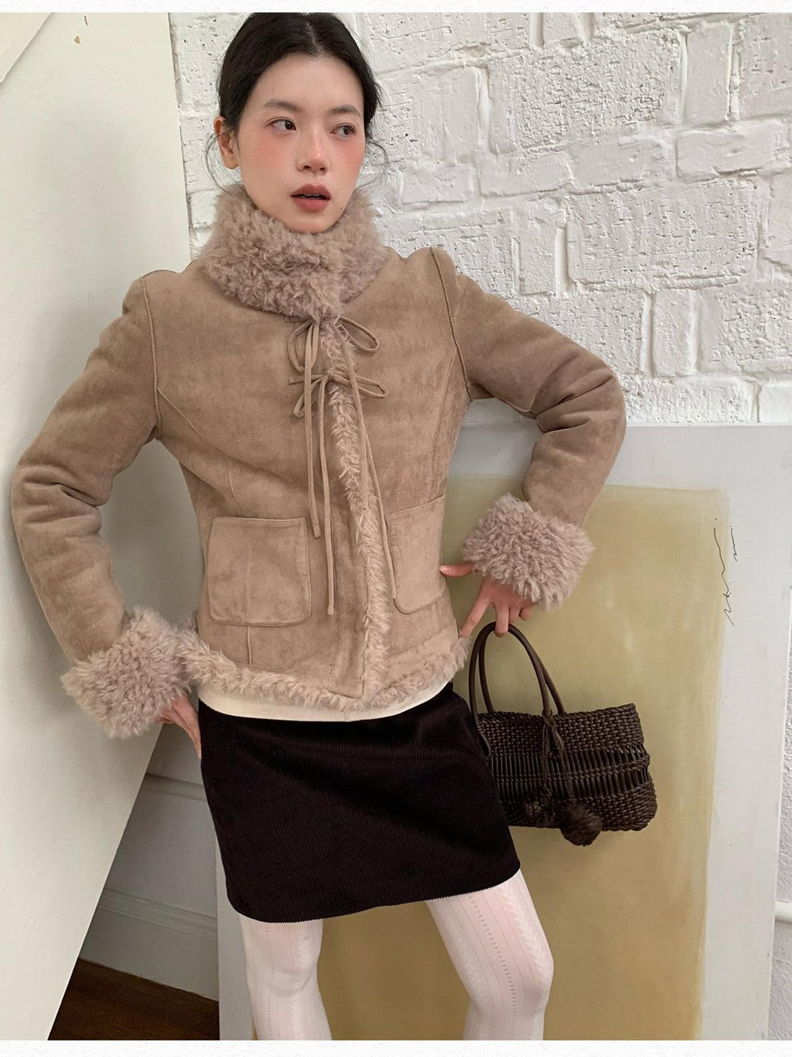 Dorydory Fig Color Ribbed Corduroy Straight Women&