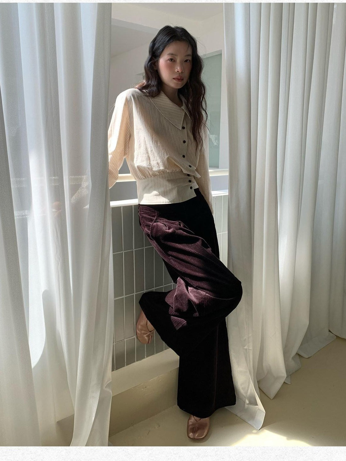 Dorydory Fig Corduroy High Waist Vintage Women&